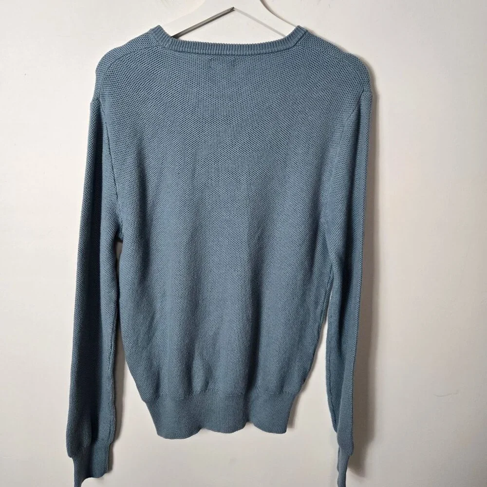 J.Crew Men's Size M Silk Cotton Pique Crew Neck Long Sleeve Sweater Blue